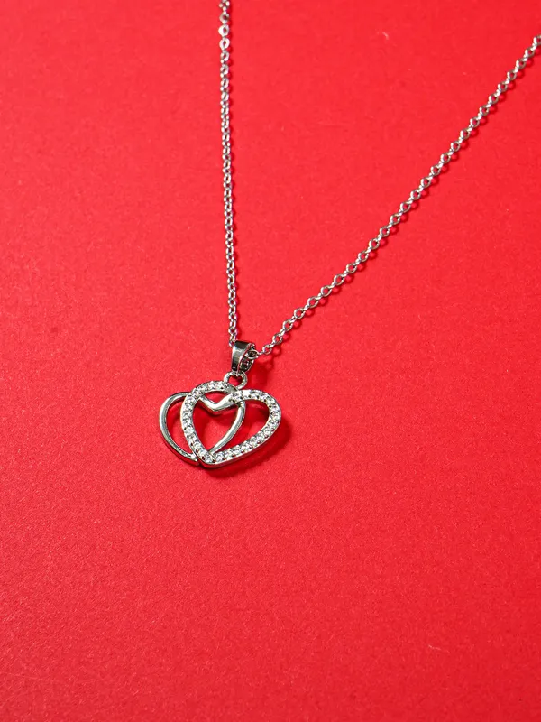 Silver_Plated_Double_Heart_Pendant_Necklace