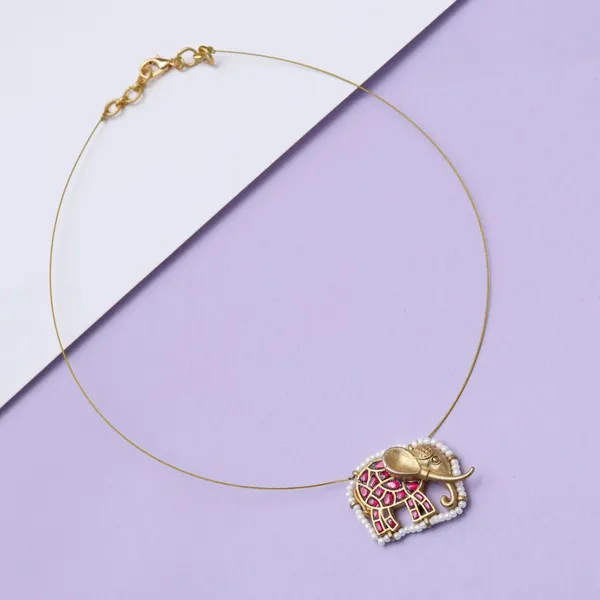 Gold_Elephant_Pendant_Hasli_Necklace_For_Women