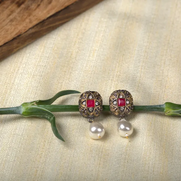 White_Ishvaa_Pearl_And_Marcasite_Balls_Necklace_Set_For_Women