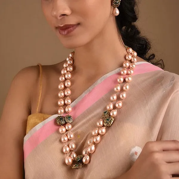 Rosegold_Mirayaa_Rosegold_Marcasite_Balls_Necklace_For_Women
