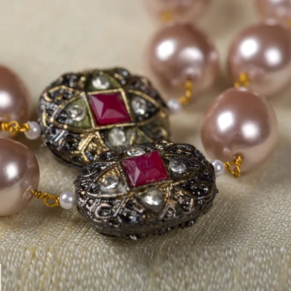 Rosegold_Mirayaa_Rosegold_Marcasite_Balls_Necklace_For_Women