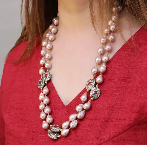 Rosegold_Mirayaa_Rosegold_Marcasite_Balls_Necklace_For_Women