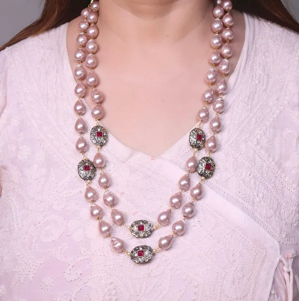 Rosegold_Mirayaa_Rosegold_Marcasite_Balls_Necklace_For_Women