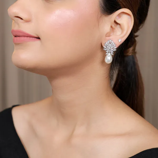 White_Marquis_Zirconia_Pearl_Earrings_For_Women