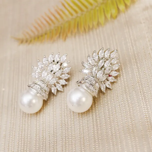 White_Marquis_Zirconia_Pearl_Earrings_For_Women