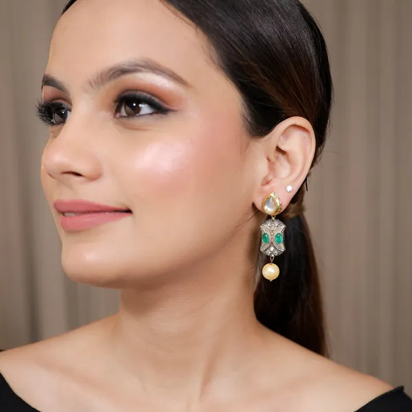 Green_Metallic_Stud_Earrings_For_Women