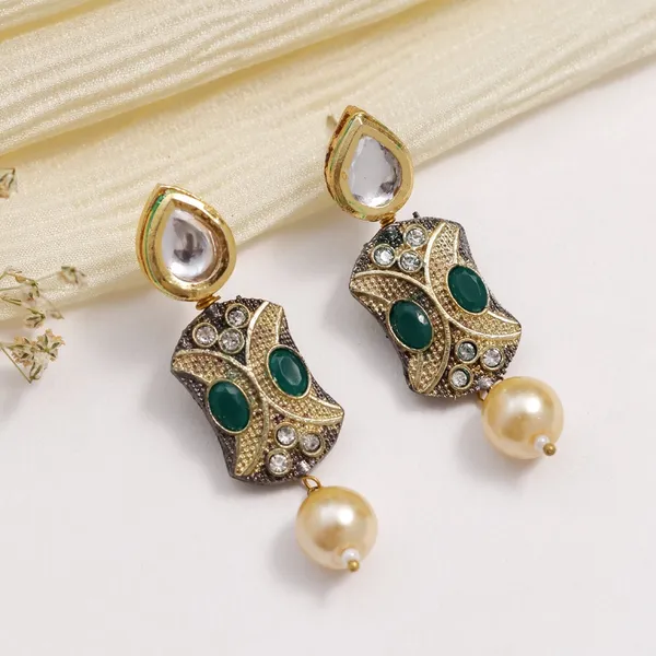 Green_Metallic_Stud_Earrings_For_Women