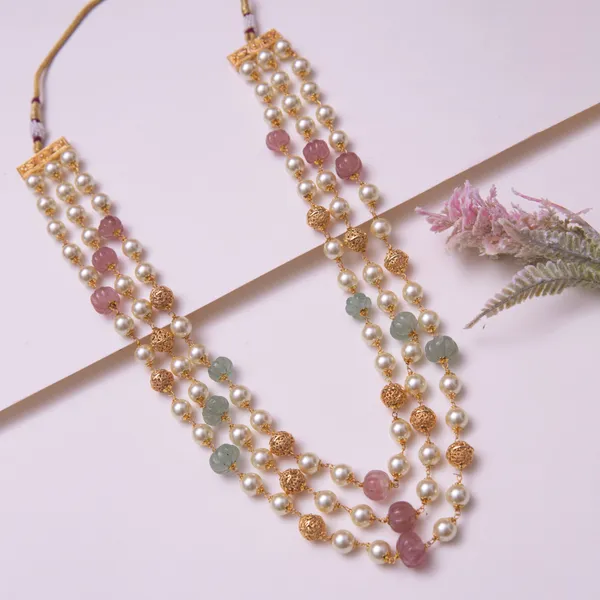 Pastel_Pink_Gunikaa_Three_Layered_Necklace_For_Women