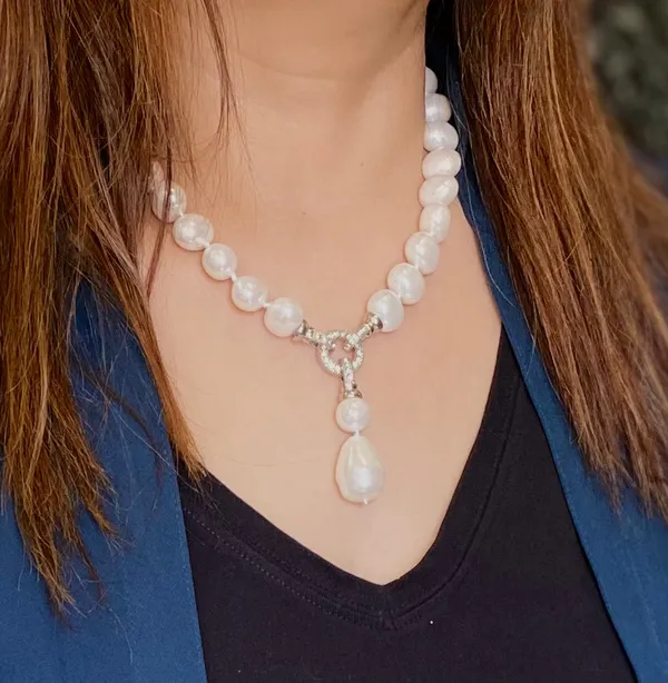 White_Adara_Pearl_Drop_Necklace_Set_For_Women