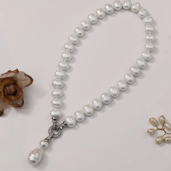 White_Adara_Pearl_Drop_Necklace_Set_For_Women