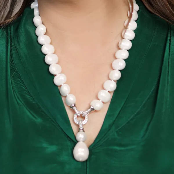 White_Adara_Pearl_Drop_Necklace_Set_For_Women