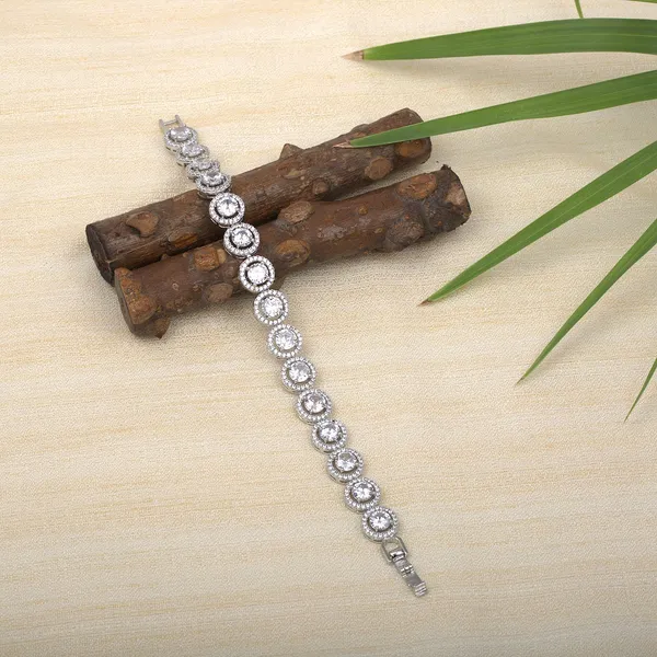 Silver_Round_Daimond_Tennis_Openable_Bracelet_For_Women