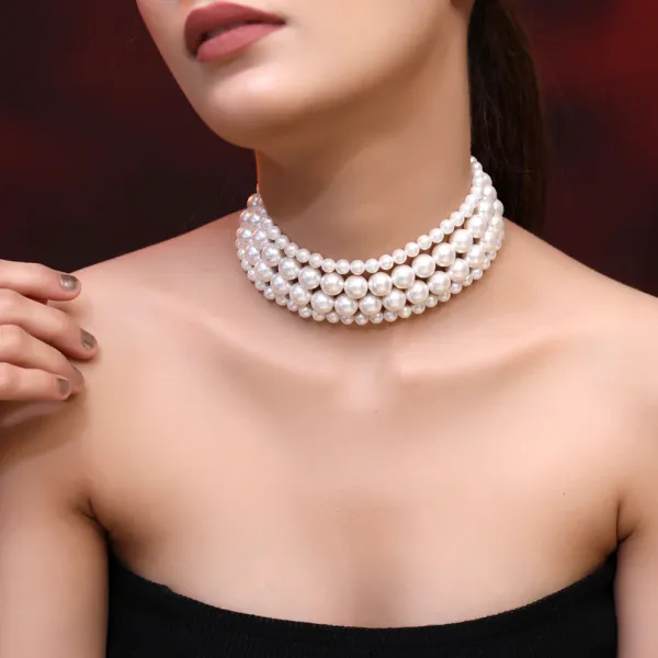 White_Brass_Premium_&_Elegant_Pearl_Choker_Necklace_For_Women
