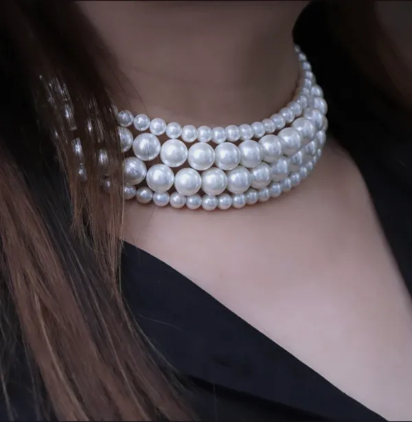 White_Brass_Premium_&_Elegant_Pearl_Choker_Necklace_For_Women
