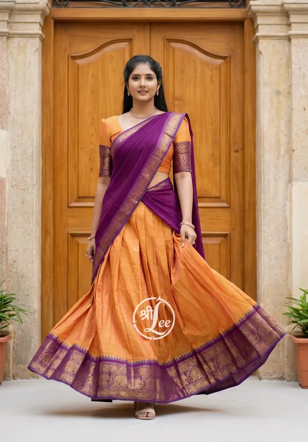 kanjivaram_silk_half_lehngha_saree_whith_blouse_and_duppata