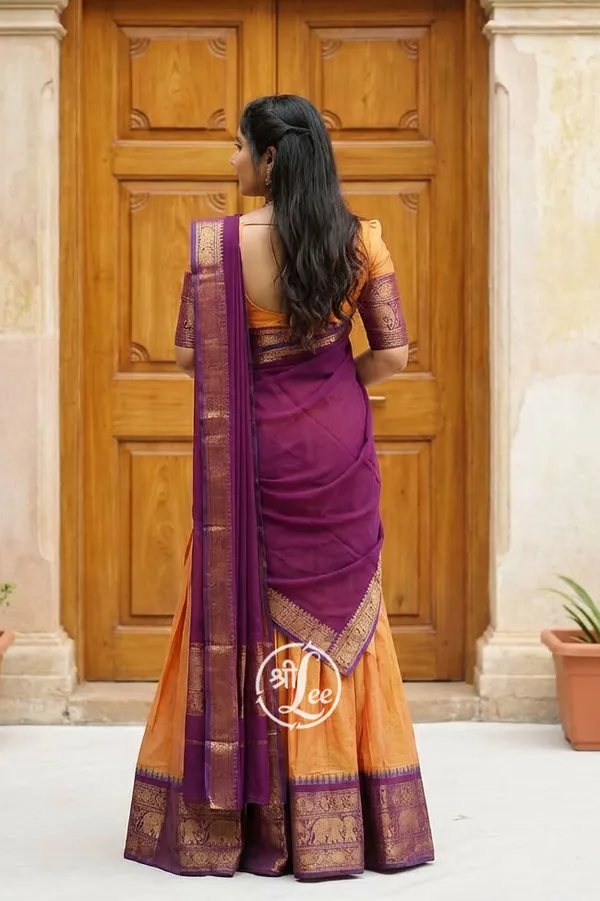 kanjivaram_silk_half_lehngha_saree_whith_blouse_and_duppata