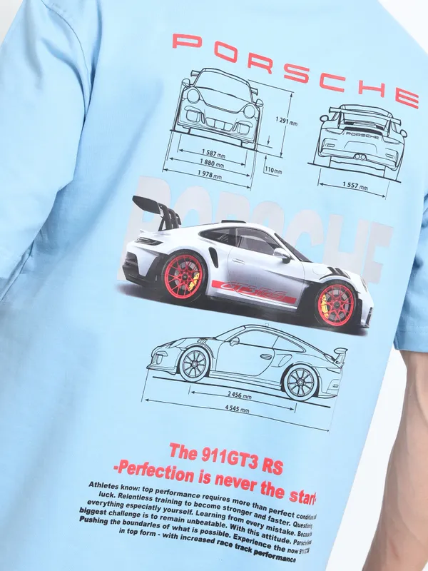 Blue_Porsche_Graphic_Printed_Terry_Cloth_T-Shirt_For_Unisex