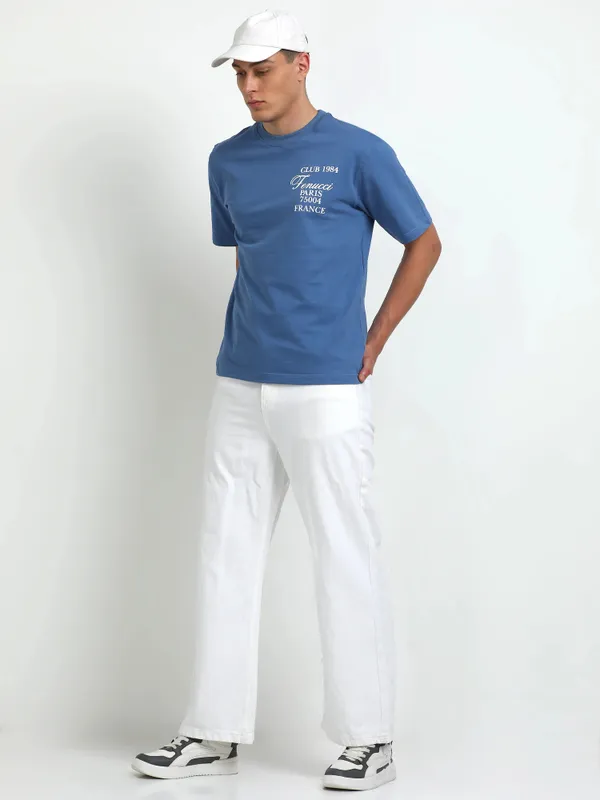 Dusky_Azure_Blue_Paris_75004_Printed_Cotton_T-Shirt_For_Unisex