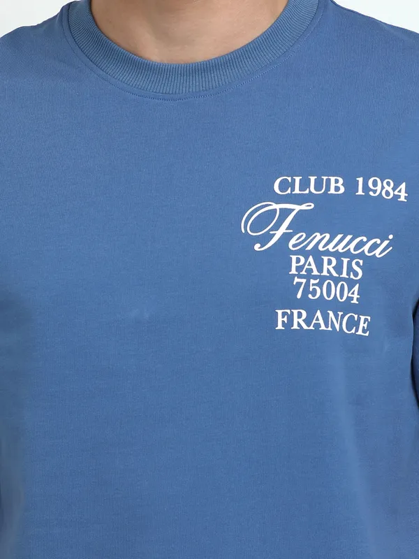 Dusky_Azure_Blue_Paris_75004_Printed_Cotton_T-Shirt_For_Unisex
