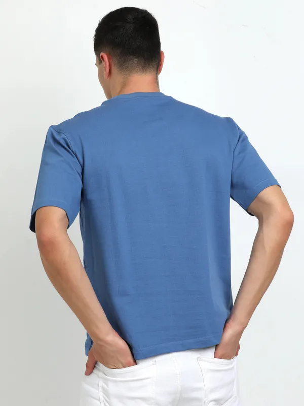 Dusky_Azure_Blue_Paris_75004_Printed_Cotton_T-Shirt_For_Unisex