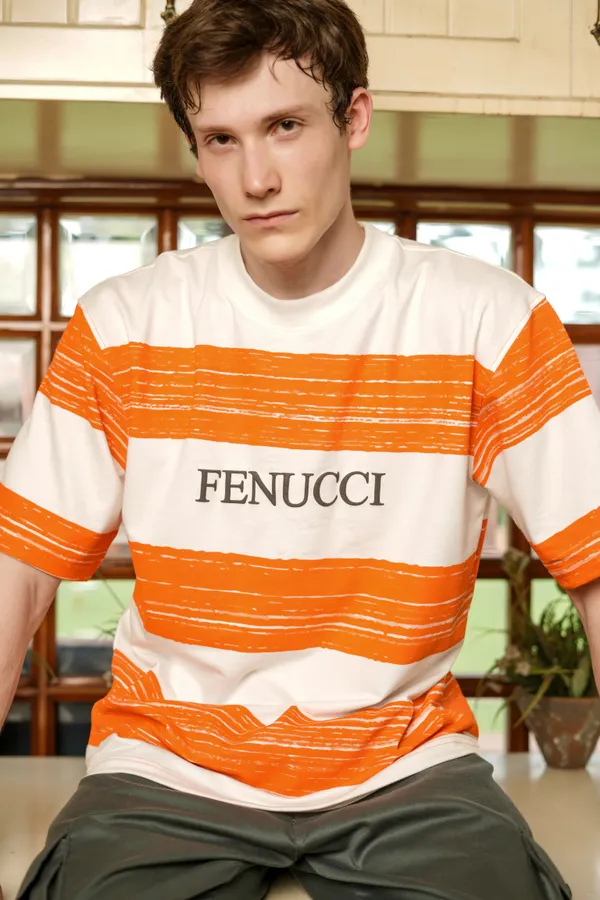 White_&_Chocolate_Striped_Printed_Cotton_T-Shirt_For_Unisex