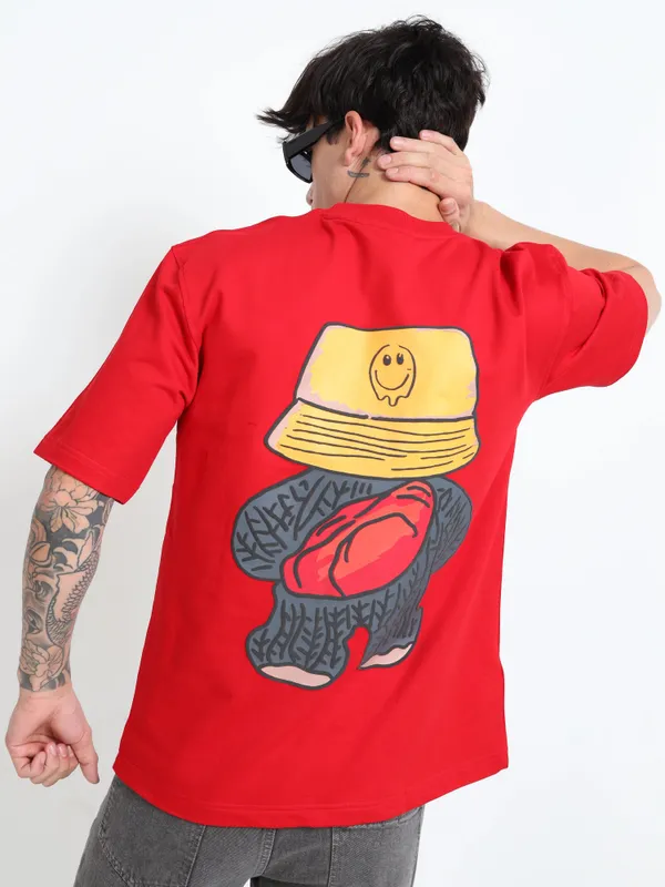 Scarlet_Polo_Red_Man_Print_Printed_Cotton_T-Shirt_For_Unisex