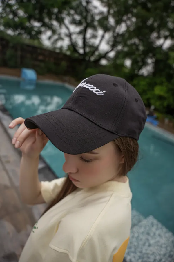 Deep_Charcoal_Black_Signature_Script_Linen_Cap_For_Unisex