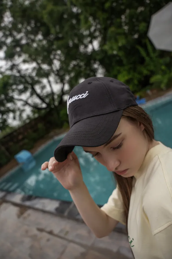 Deep_Charcoal_Black_Signature_Script_Linen_Cap_For_Unisex