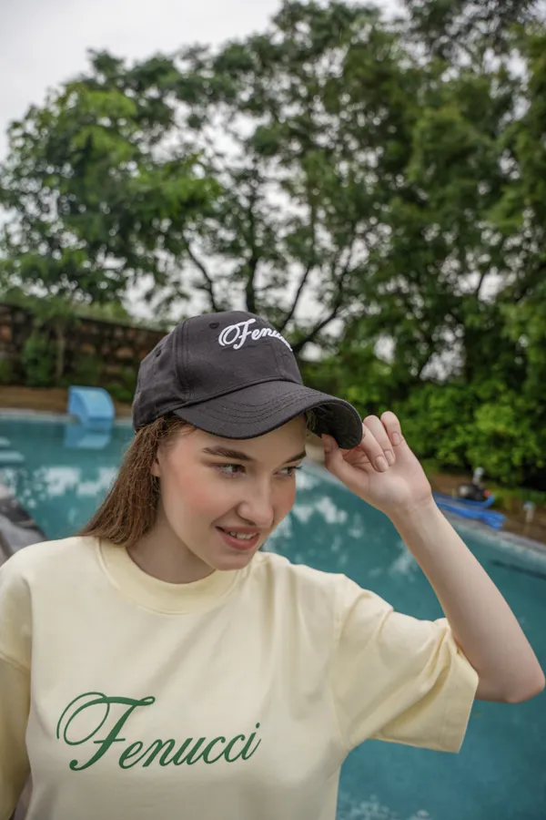 Deep_Charcoal_Black_Signature_Script_Linen_Cap_For_Unisex