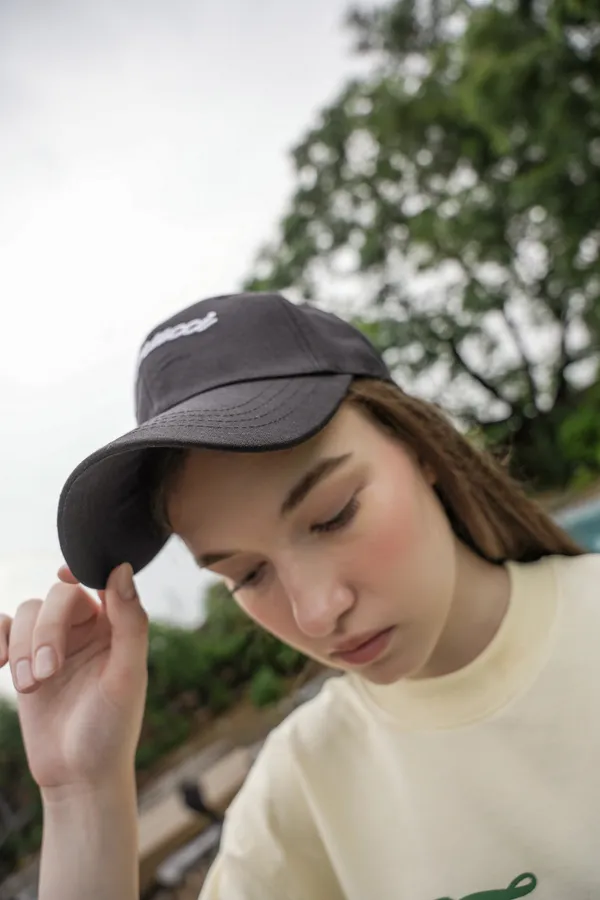 Deep_Charcoal_Black_Signature_Script_Linen_Cap_For_Unisex