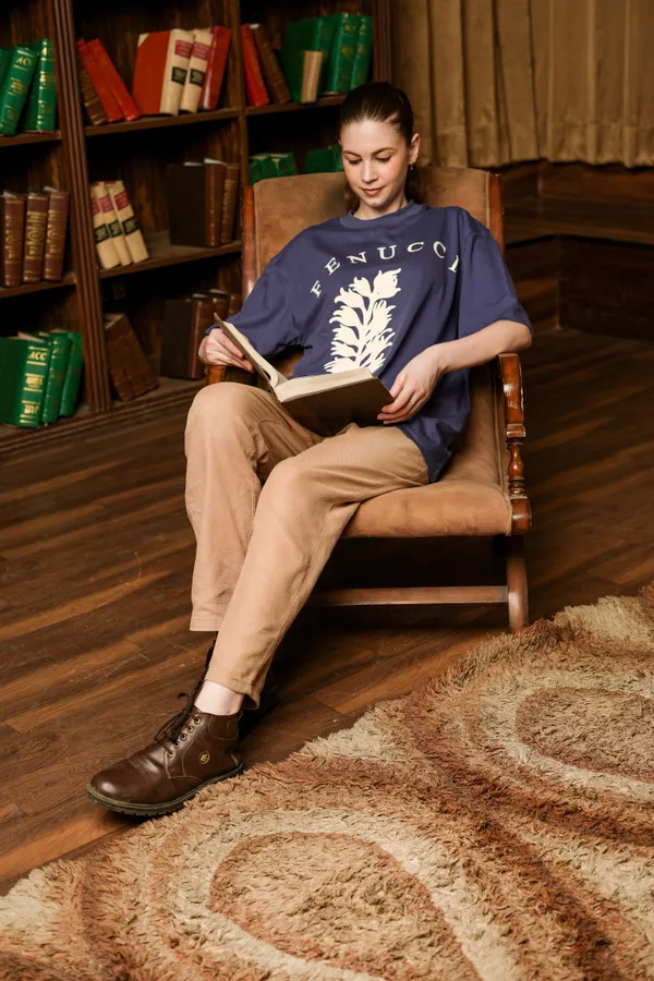 Indigo_Root_Botanical_Emblem_Printed_Cotton_T-Shirt_For_Unisex