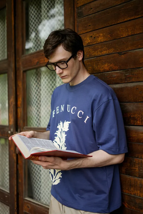 Indigo_Root_Botanical_Emblem_Printed_Cotton_T-Shirt_For_Unisex
