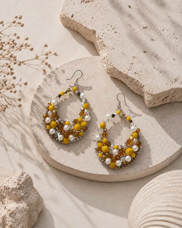 Yellow_And_White_Premium_Earring_For_Women