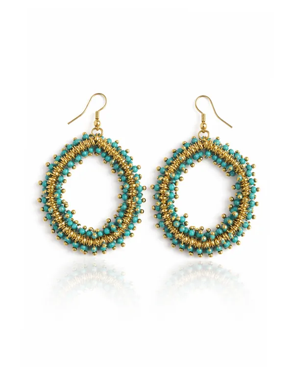 Sea_Green_And_Gold_Premium_Earring_For_Women
