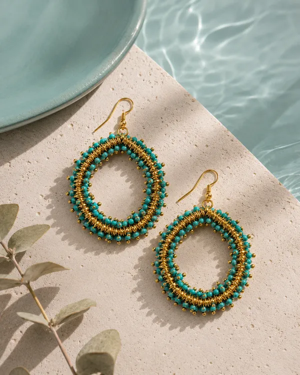 Sea_Green_And_Gold_Premium_Earring_For_Women
