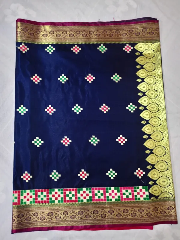Blue_Silk_Blend_Embroidery_Work_Saree_For_Women