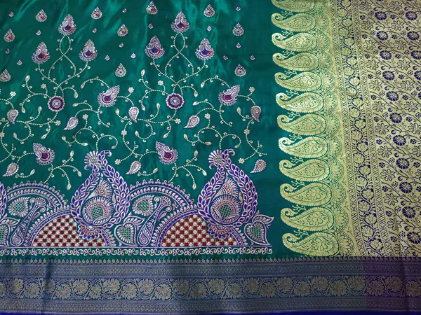 Bottle_Green_Banarasi_Embroidery_Saree_For_Women