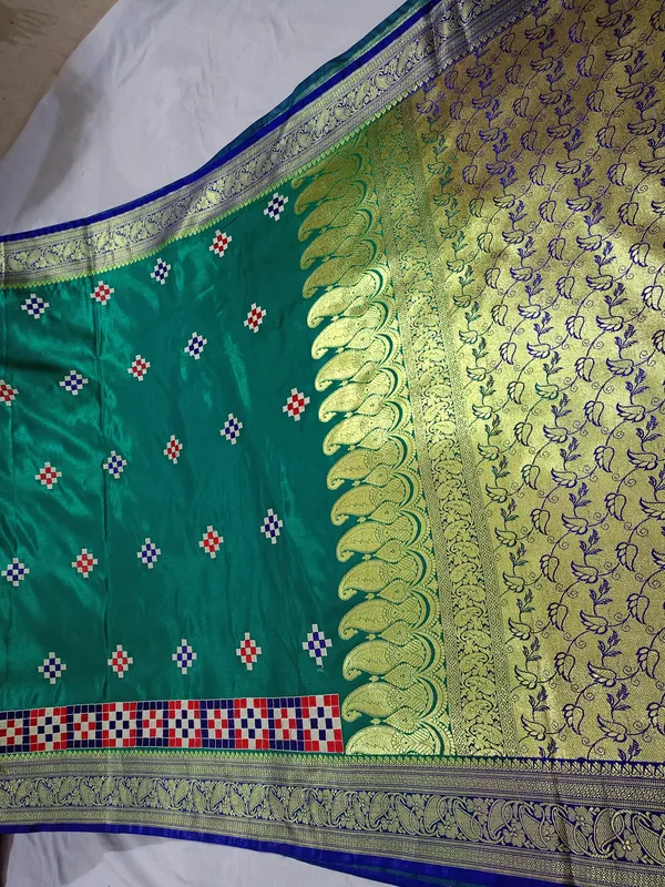 Light_Green_Banarasi_Silk_Embroidery_Work_Saree_For_Women
