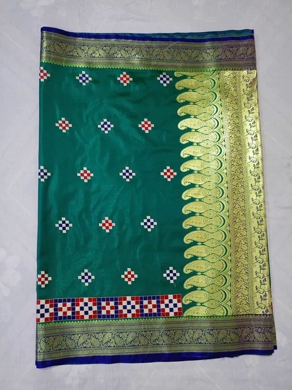 Light_Green_Banarasi_Silk_Embroidery_Work_Saree_For_Women