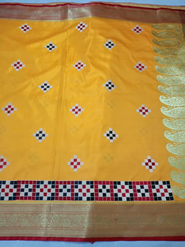 Mustard_Yellow_Banarasi_Silk_Embroidery_Work_Saree_For_Women