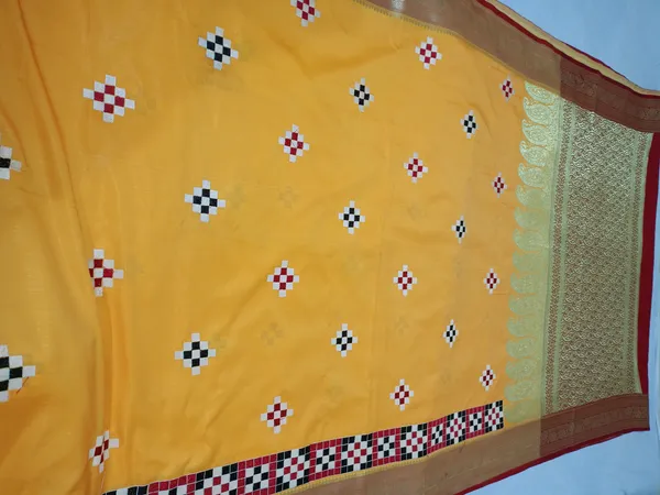 Mustard_Yellow_Banarasi_Silk_Embroidery_Work_Saree_For_Women