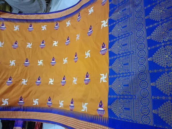 Mustard_Yellow_Sambalpuri_Resham_Embroidery_Saree_For_Women