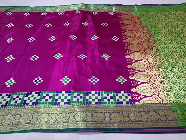 Purple_Banarasi_Silk_Embroidery_Work_Saree_For_Women