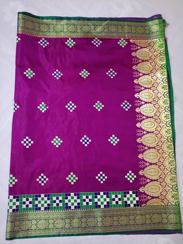 Purple_Banarasi_Silk_Embroidery_Work_Saree_For_Women