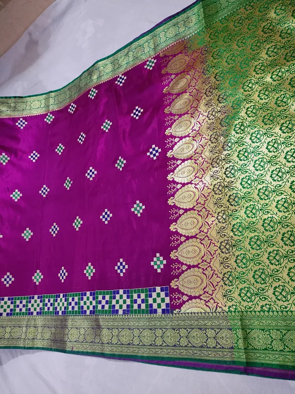 Purple_Banarasi_Silk_Embroidery_Work_Saree_For_Women