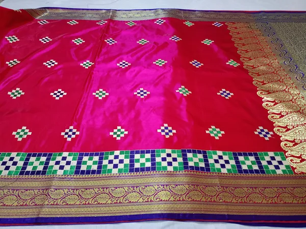 Red_Banarasi_Embroidery_Work_Saree_For_Women