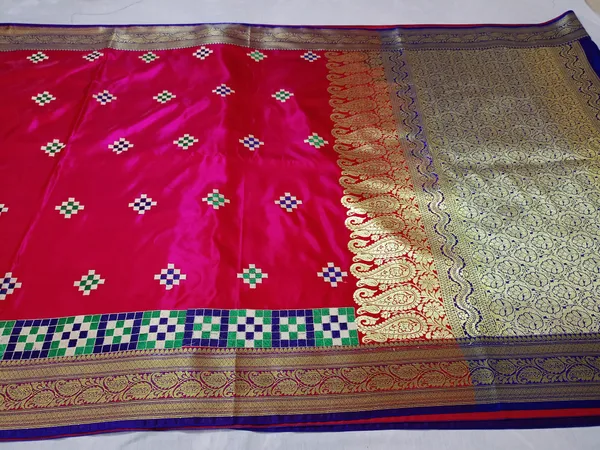Red_Banarasi_Embroidery_Work_Saree_For_Women