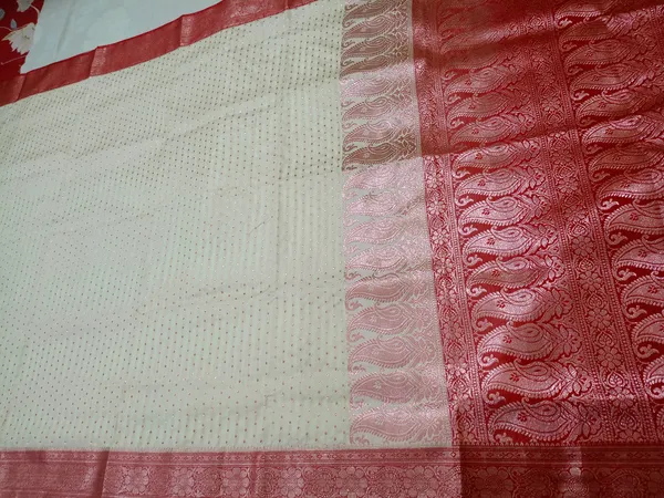 White_And_Red_Banarasi_Saree_For_Women