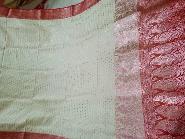 White_And_Red_Banarasi_Saree_For_Women