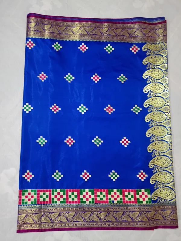 Royal_Blue_Banarasi_Silk_Embroidery_Work_Saree_For_Women